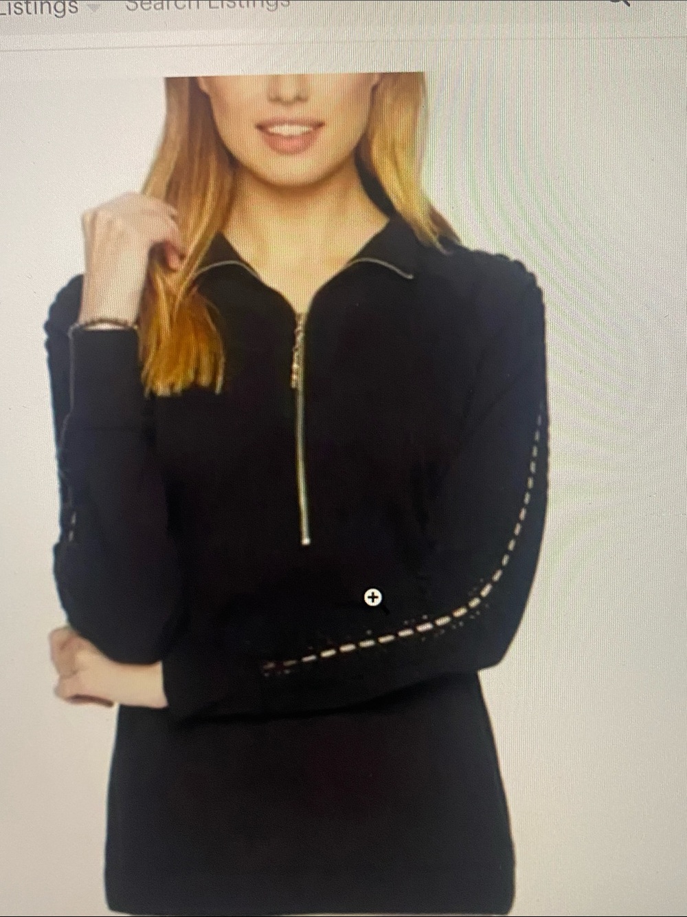 Lilly Pulitzer Skipper Popover Onyx Black Lace sleeve Quarter Zip top Small